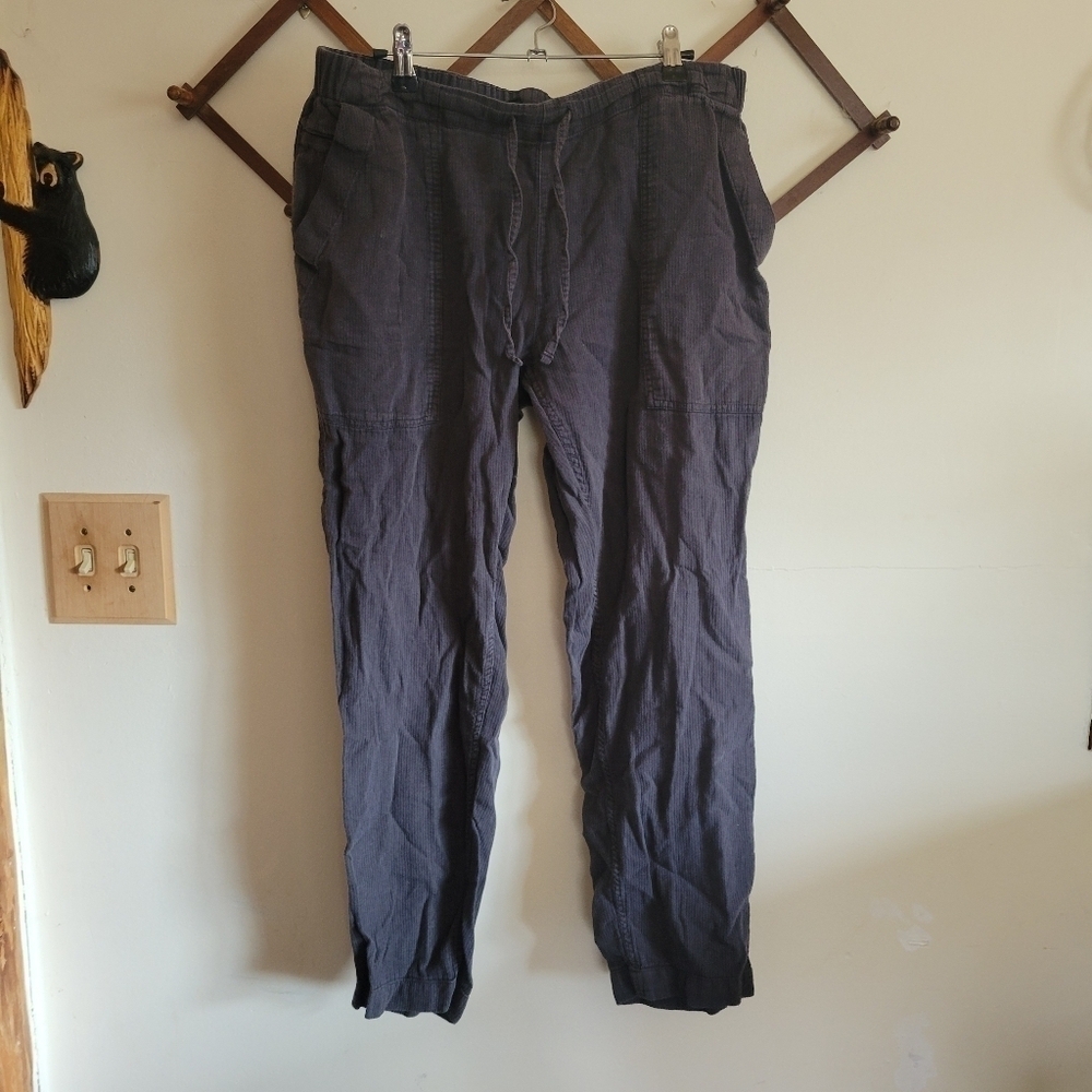 Prana Striaght Leg Tapered Pant Elastic Waist Draw String Gray Extra Large XL
